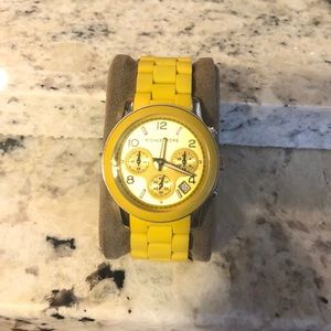 Micheal Kors linked watch w/Yellow Rubber detail